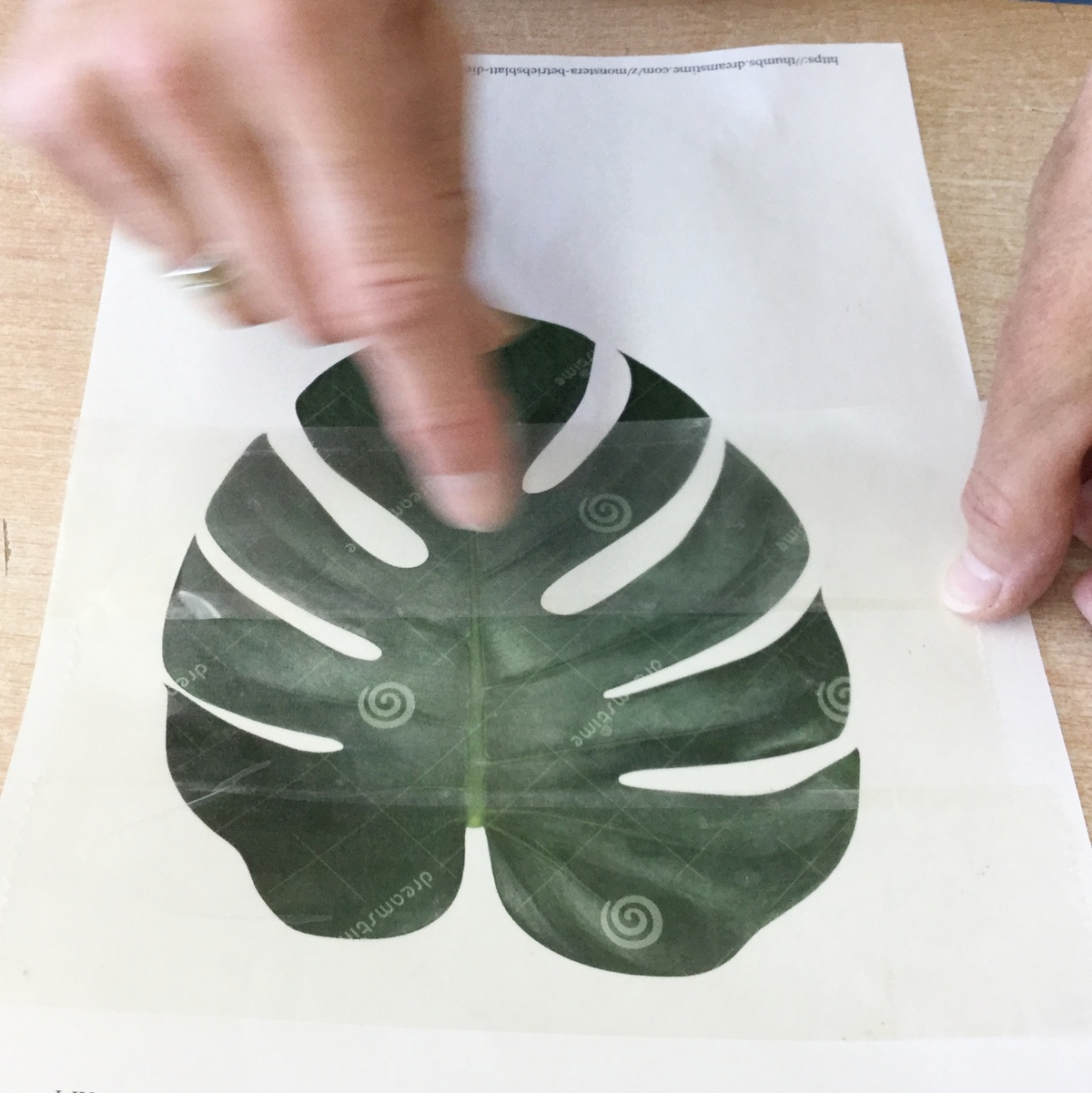 Mask the leaf template with duct tape